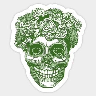 Flower Crown Skull (Green) Sticker